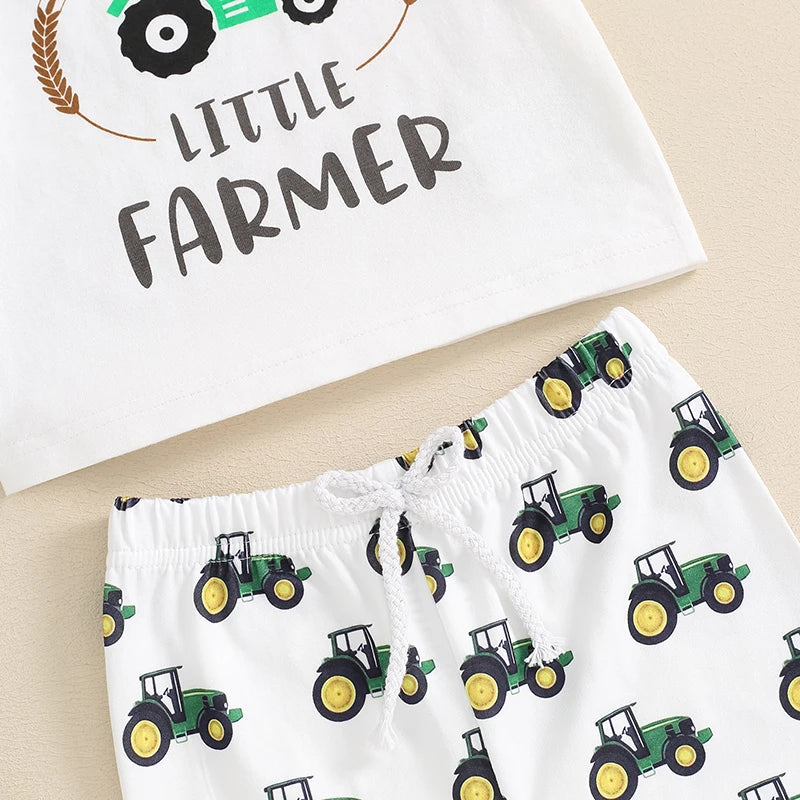 2024-03-15 0-3Y Toddler Baby Boy Summer Outfits Short Sleeve Tractor Print Tops + Shorts Set Clothing 2Pcs 2023 04 2022