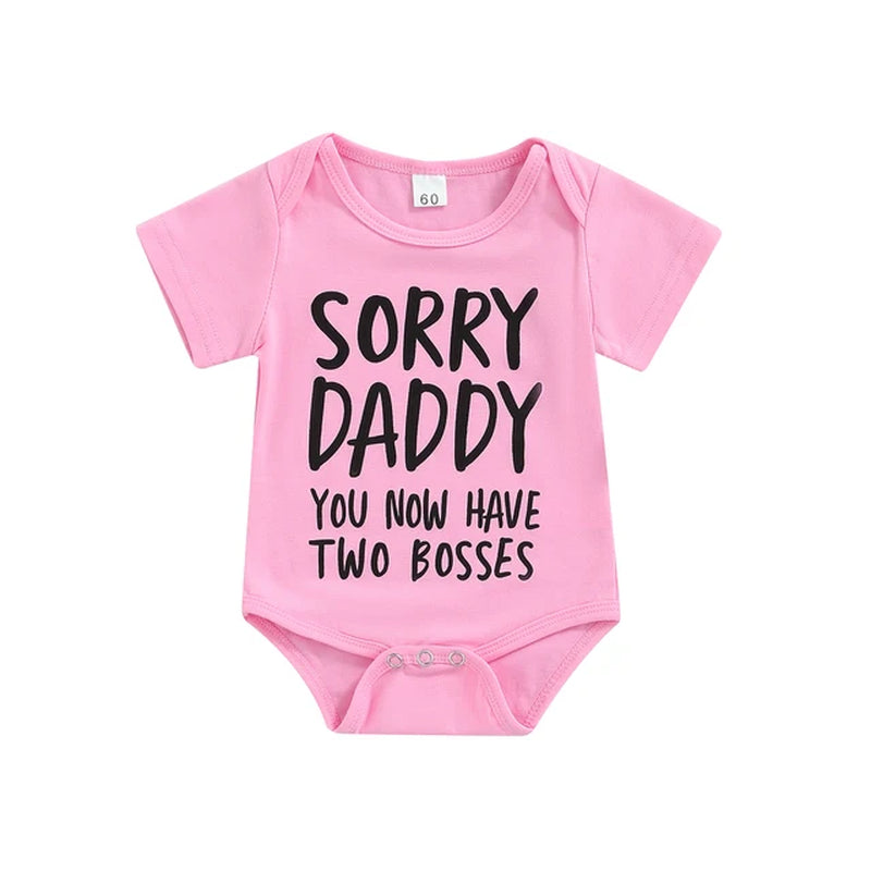 0-6M Newborn Infant Boys Girls Cotton Bodysuit Short Sleeve O Neck Letter/Bear Head Print Playsuit