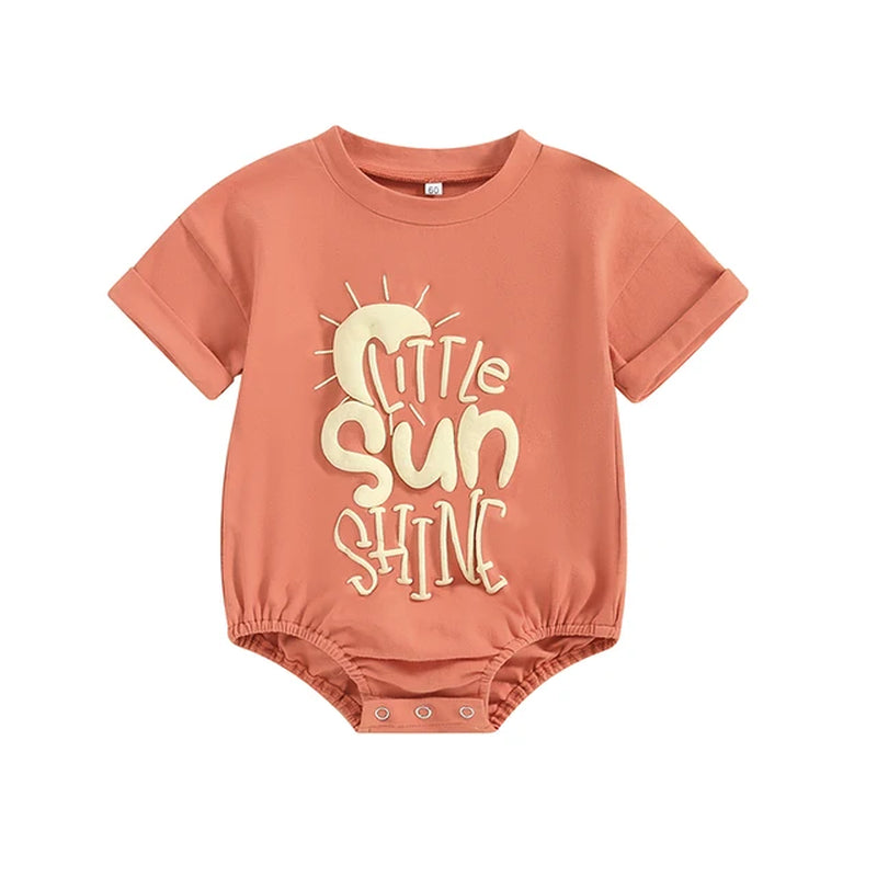 Infant Baby Boy Clothing Summer Short Sleeve Romper Bubble Jumpsuit Letter Print Shirt Outfit Clothes