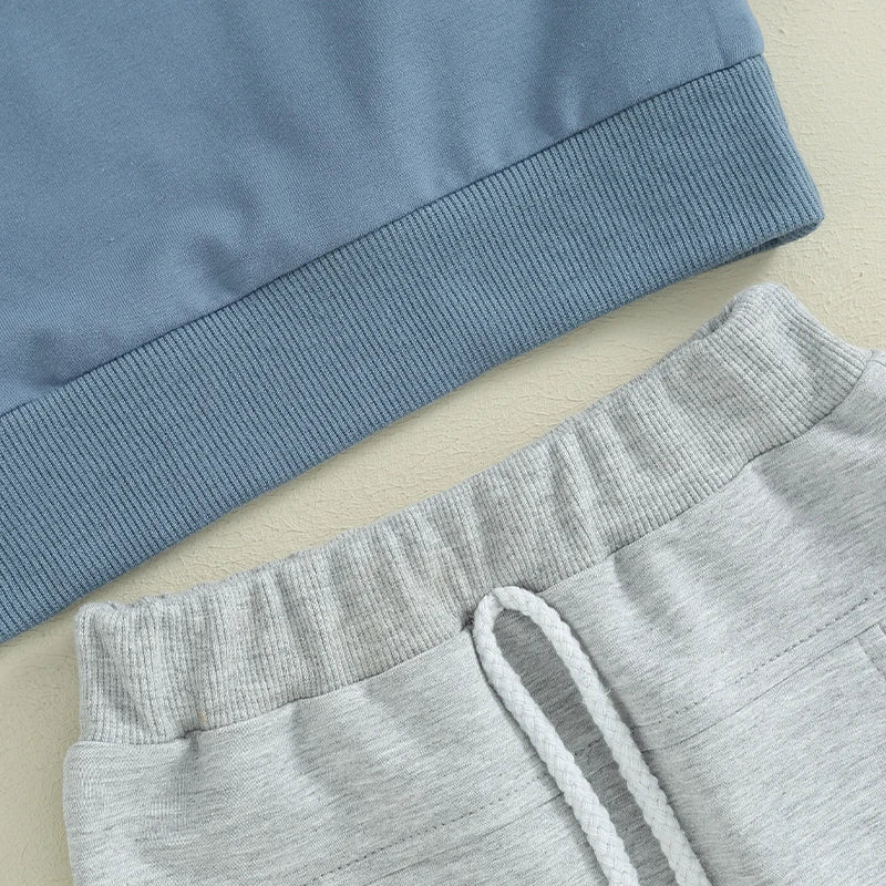 Baby Boys Birthday Outfits Letter Print Crew Neck Long Sleeve Sweatshirts and Long Pants 2Pcs Clothes Set