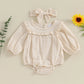 3M-18M Baby Girl Fall Outfits Long Sleeve Solid Color Ruffle Romper with Headband Set Infant Clothes
