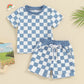 2023-12-19  0-3Y Toddler Baby Girl Summer Short Outfit Checkered Plaid Short Sleeve T-Shirt Drawstring Shorts Set