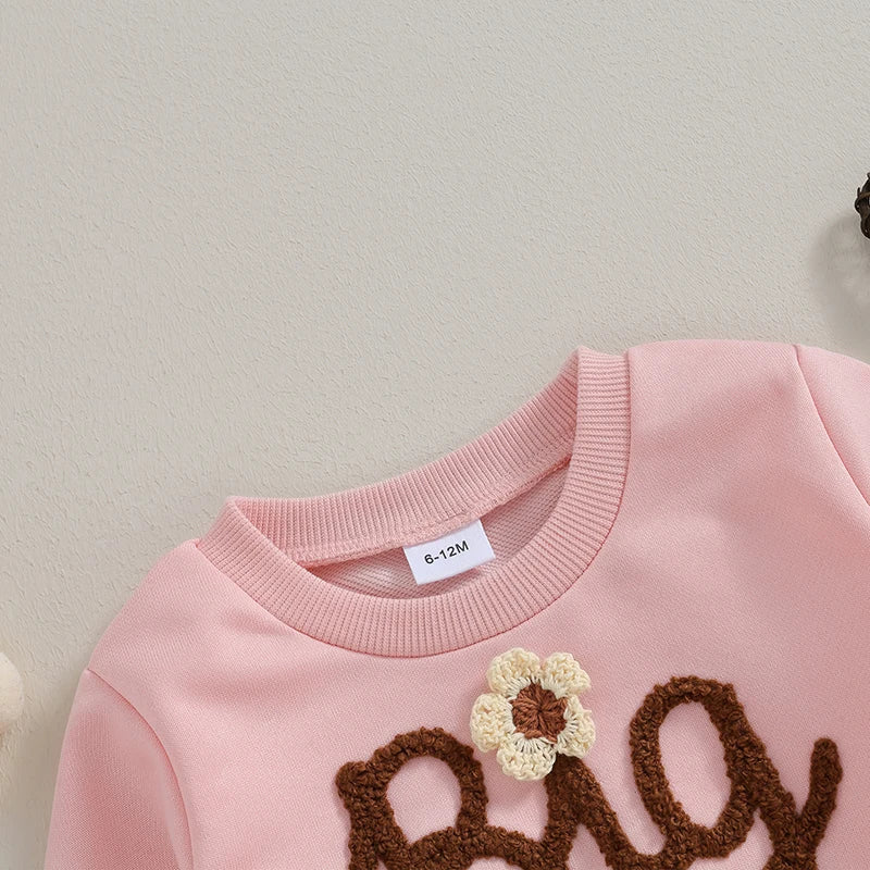  Baby Girls Clothes Letter Embrioidery Long Sleeve Cotton Sweatshirts Rompers Big and Lil Sis Clothes