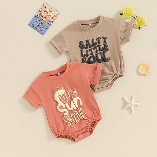  Infant Baby Boy Clothing Summer Short Sleeve Romper Bubble Jumpsuit Letter Print Shirt Outfit Clothes