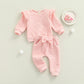 0-24M Newborn Infant Baby Girl 2Pcs Autumn Clothing Set Long Sleeve Heart Printed Top Shirt Long Pants 