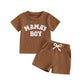 2024-01-20  Summer Baby Boy Clothes Letter Embroidery Short Sleeve T-Shirt Shorts Set 2Pcs Waffle Knit Outfit