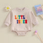 Newborn Baby Girls Romper Sister Matching Letter Print Long Sleeve Jumpsuits Sweatshirt Clothes