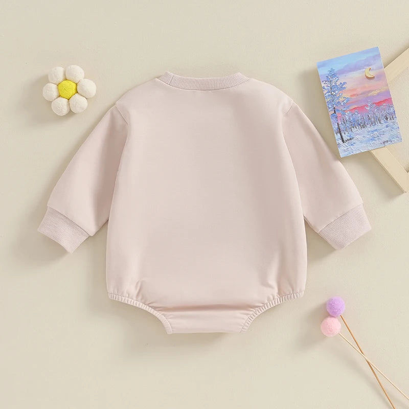 Newborn Baby Girls Romper Sister Matching Letter Print Long Sleeve Jumpsuits Sweatshirt Clothes