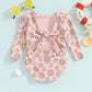 Kids Girls Bikini Long Sleeve Swimsuit Backless Tie-Up Flower Print Swimwear for Summer Beach