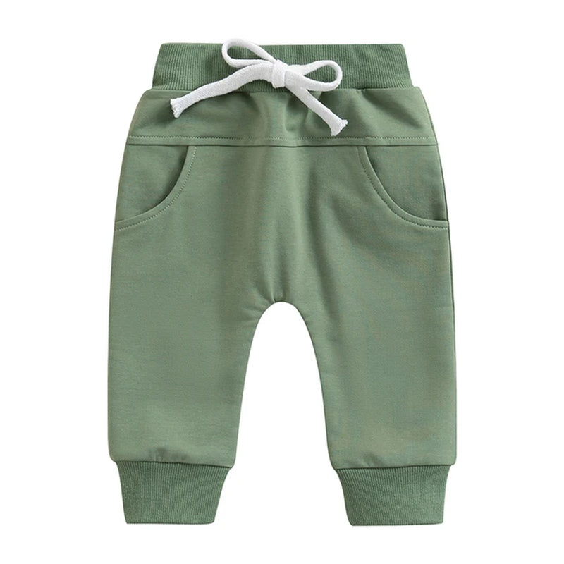  0-3Years Toddler Baby Boys Sweatpants Elastic Waist Drawstring Solid Fall Trousers Pockets Casual Clothes