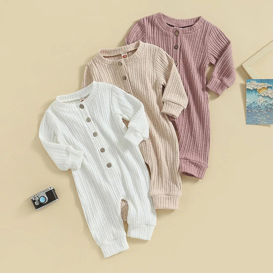  0-18M Toddler Baby Boy Girl Henry Rompers Solid Long Sleeve Jumpsuit Pants Cute Fall Clothes