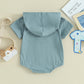  6-18M Infant Baby Boys Summer Hooded Romper Short Sleeve One Letter Embroidery Casual Jumpsuits
