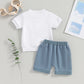 Toddler Baby Boy Summer Clothes Short Sleeve Embroidery Top Solid Color Shorts Cute Infant 2Pcs Baby Boy Outfit Sets