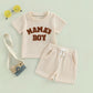 2024-01-20  Summer Baby Boy Clothes Letter Embroidery Short Sleeve T-Shirt Shorts Set 2Pcs Waffle Knit Outfit