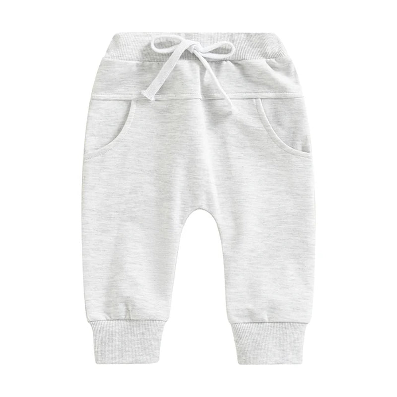  0-3Years Toddler Baby Boys Sweatpants Elastic Waist Drawstring Solid Fall Trousers Pockets Casual Clothes