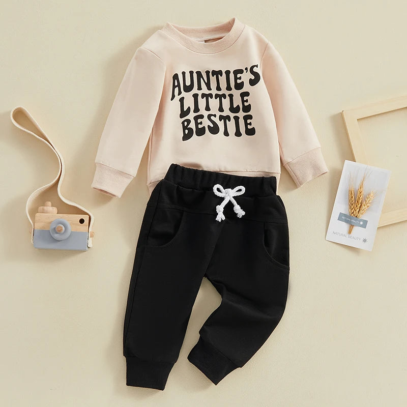  Toddler Baby Boy Clothes Set Letter Print Long Sleeve Pullover Tops Sweatshirt Pants Fall Winter Outfits