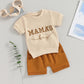 Toddler Baby Boy Summer Clothes Short Sleeve Embroidery Top Solid Color Shorts Cute Infant 2Pcs Baby Boy Outfit Sets
