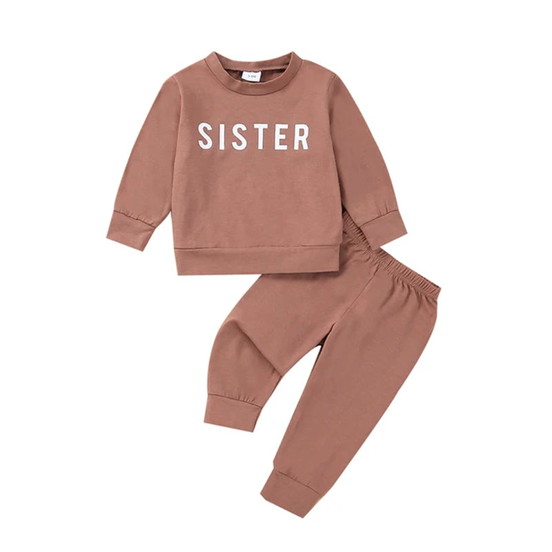 Toddler Girls Outfit Letter Print Long Sleeve Sweatshirt +Elastic Waist Pants Set Baby Fall Clothes