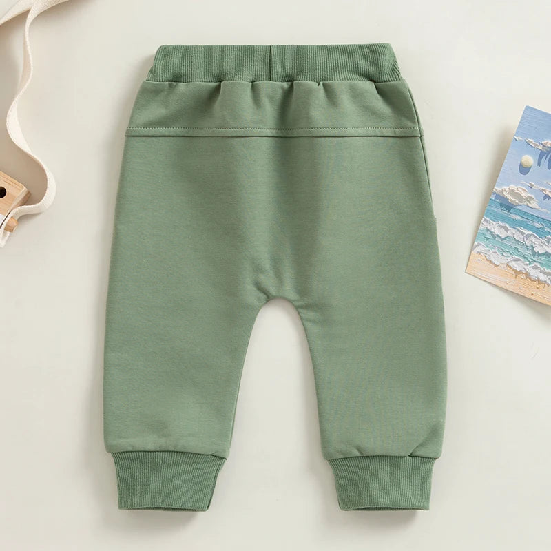  0-3Years Toddler Baby Boys Sweatpants Elastic Waist Drawstring Solid Fall Trousers Pockets Casual Clothes