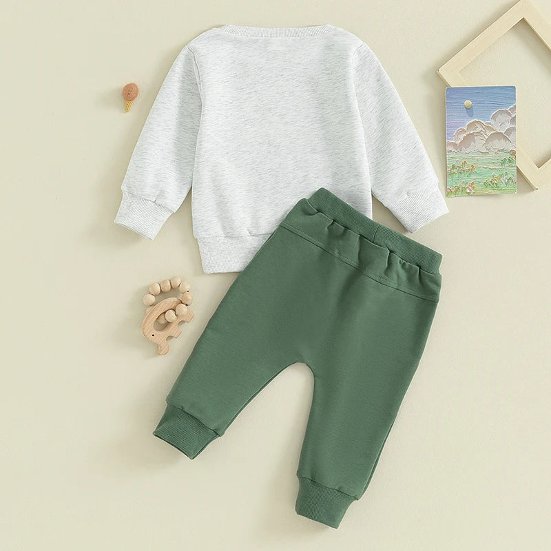 Toddler Boys Clothes Set Letter Eagle Print Crew Neck Long Sleeve Sweatshirts and Long Pants 2Pcs