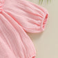 3M-18M Baby Girl Fall Outfits Long Sleeve Solid Color Ruffle Romper with Headband Set Infant Clothes